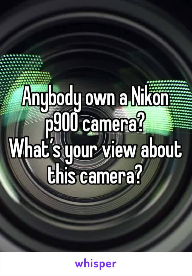 Anybody own a Nikon p900 camera?
What’s your view about this camera?