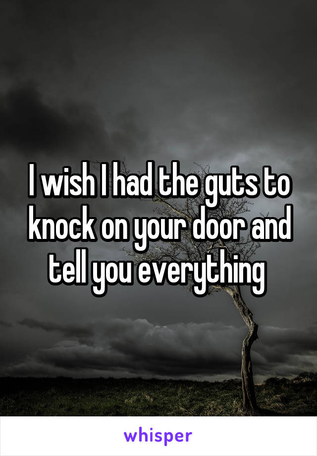 I wish I had the guts to knock on your door and tell you everything 