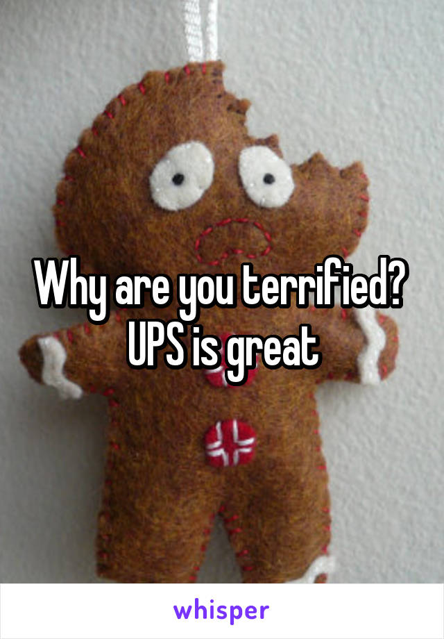 Why are you terrified?  UPS is great