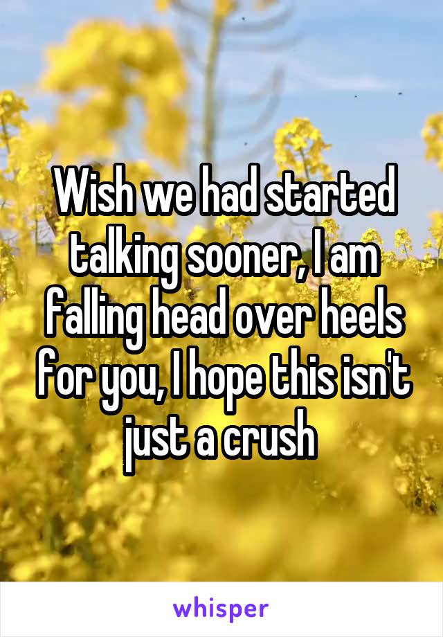 Wish we had started talking sooner, I am falling head over heels for you, I hope this isn't just a crush 