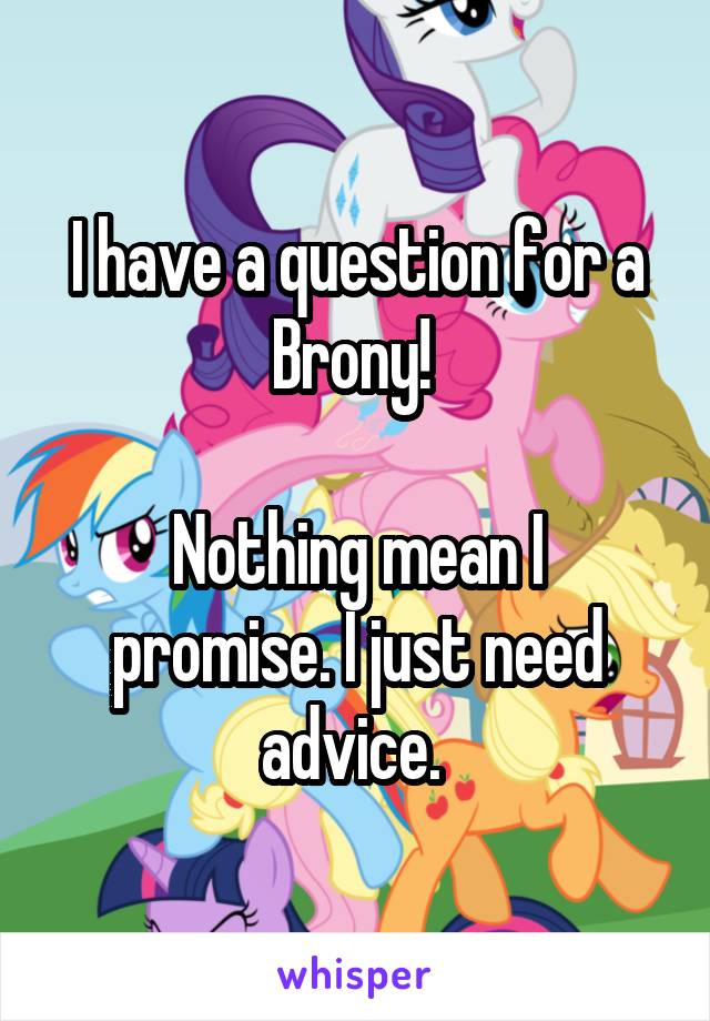 I have a question for a Brony! 

Nothing mean I promise. I just need advice. 