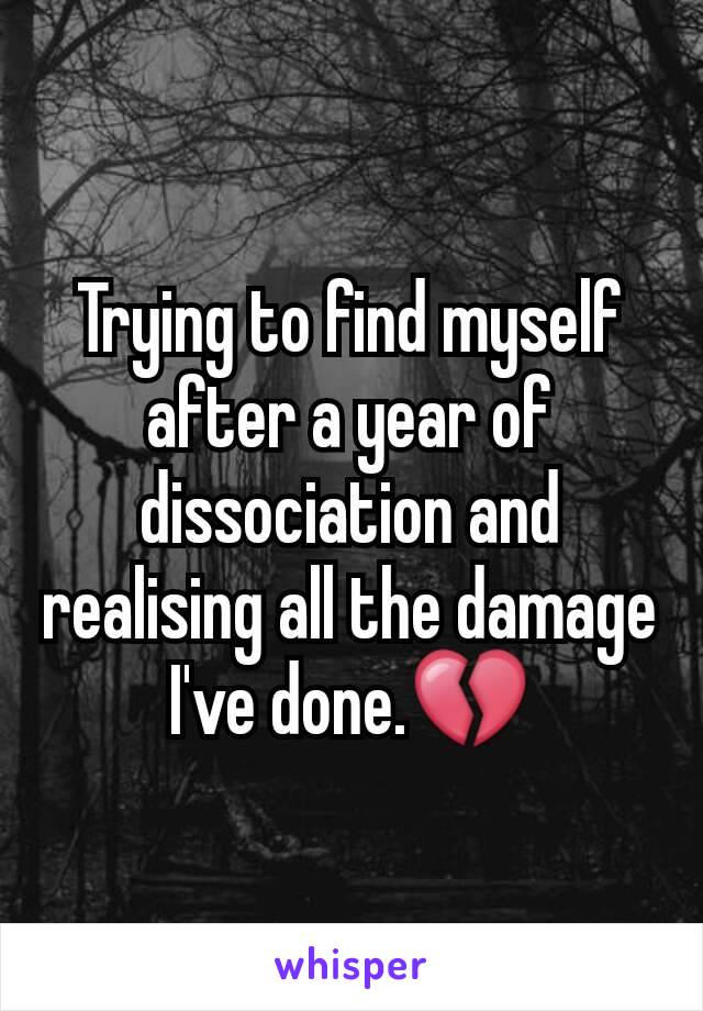 Trying to find myself after a year of dissociation and realising all the damage I've done.💔