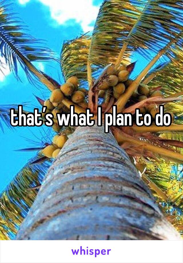 that’s what I plan to do
