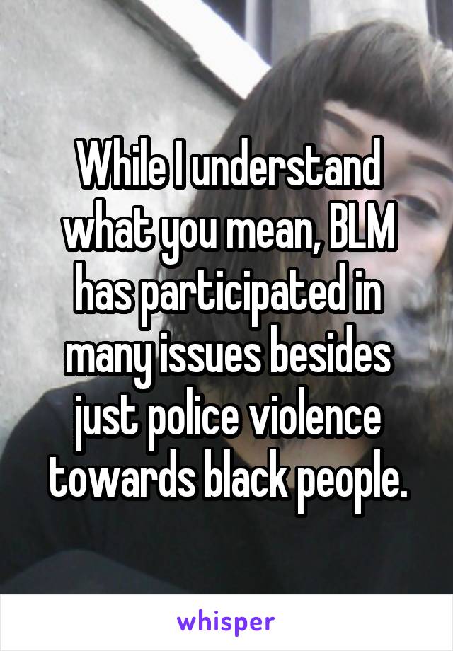 While I understand what you mean, BLM has participated in many issues besides just police violence towards black people.