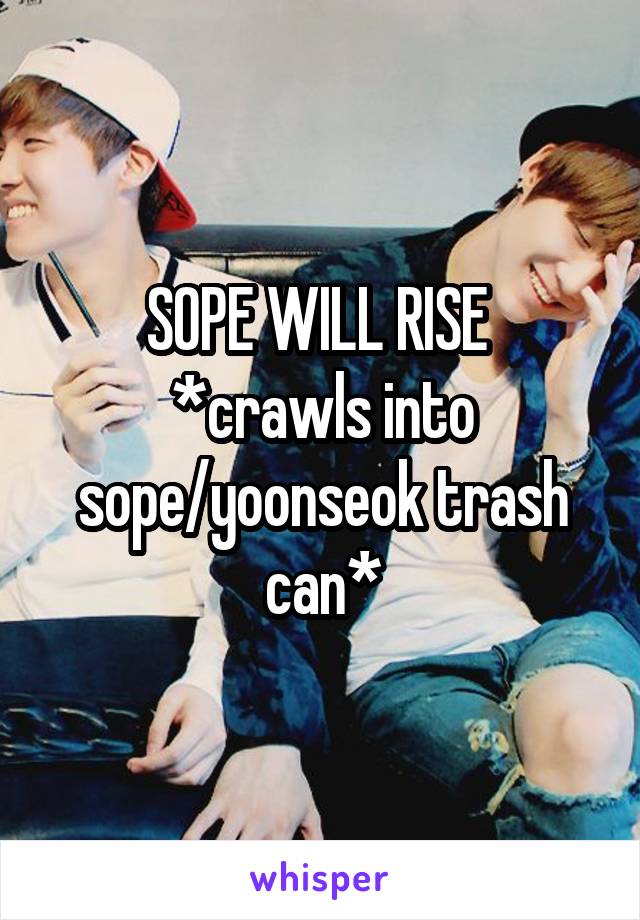 SOPE WILL RISE 
*crawls into sope/yoonseok trash can*