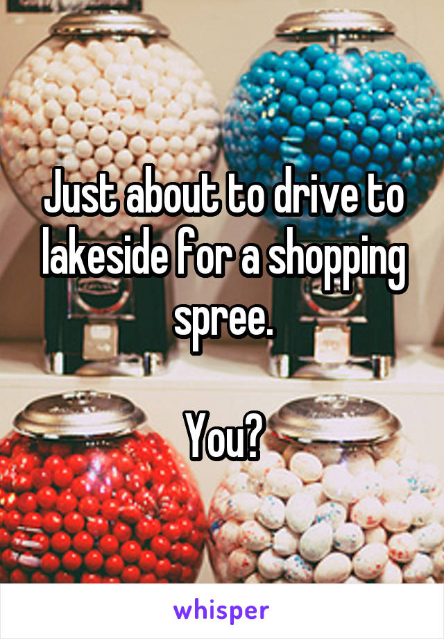 Just about to drive to lakeside for a shopping spree.

You?