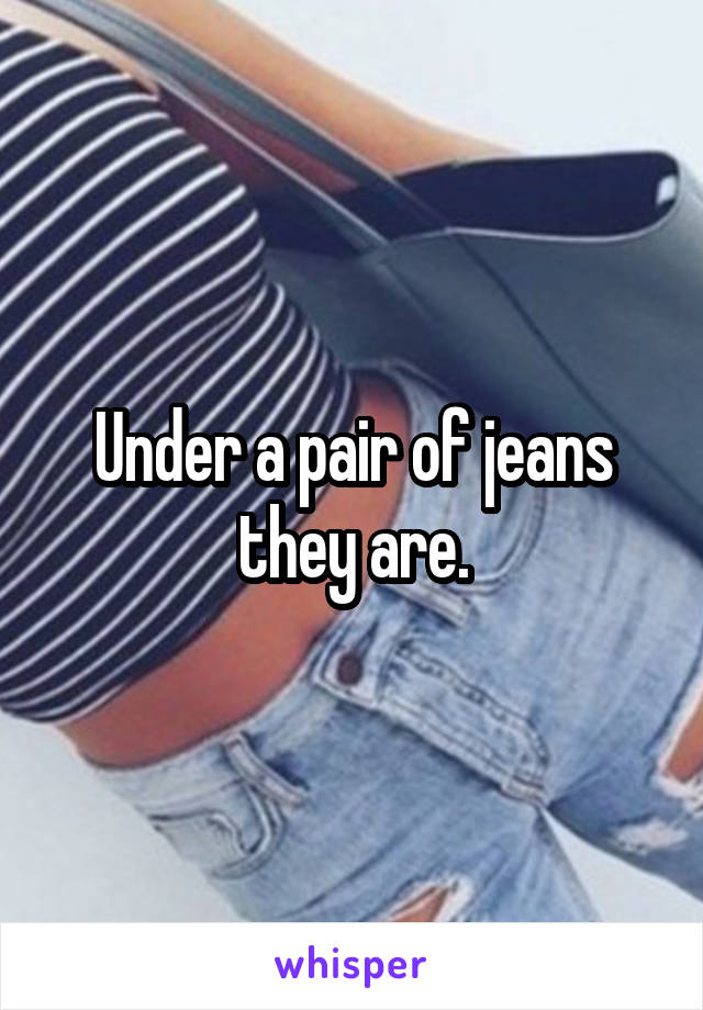 Under a pair of jeans they are.