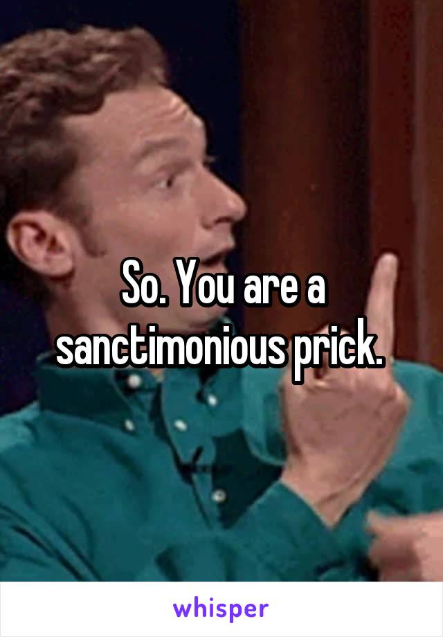 So. You are a sanctimonious prick. 