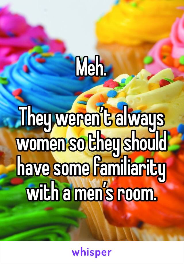 Meh. 

They weren’t always women so they should have some familiarity with a men’s room. 