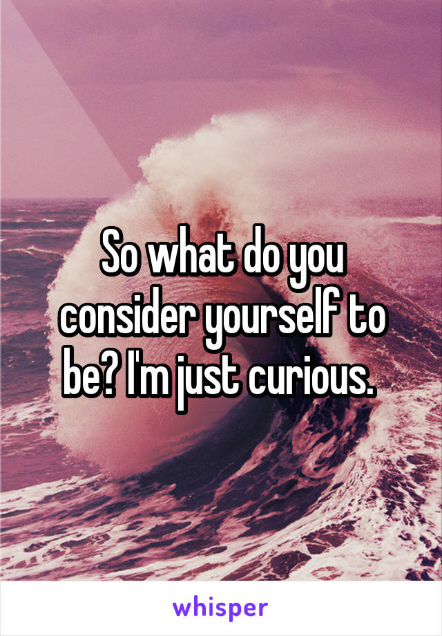 So what do you consider yourself to be? I'm just curious. 