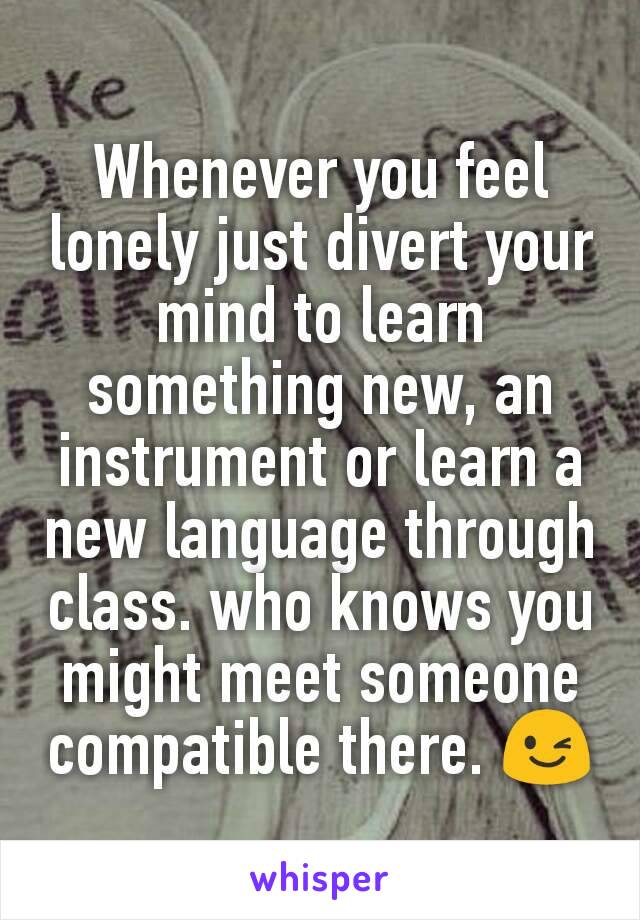 Whenever you feel lonely just divert your mind to learn something new, an instrument or learn a new language through class. who knows you might meet someone compatible there. ðŸ˜‰