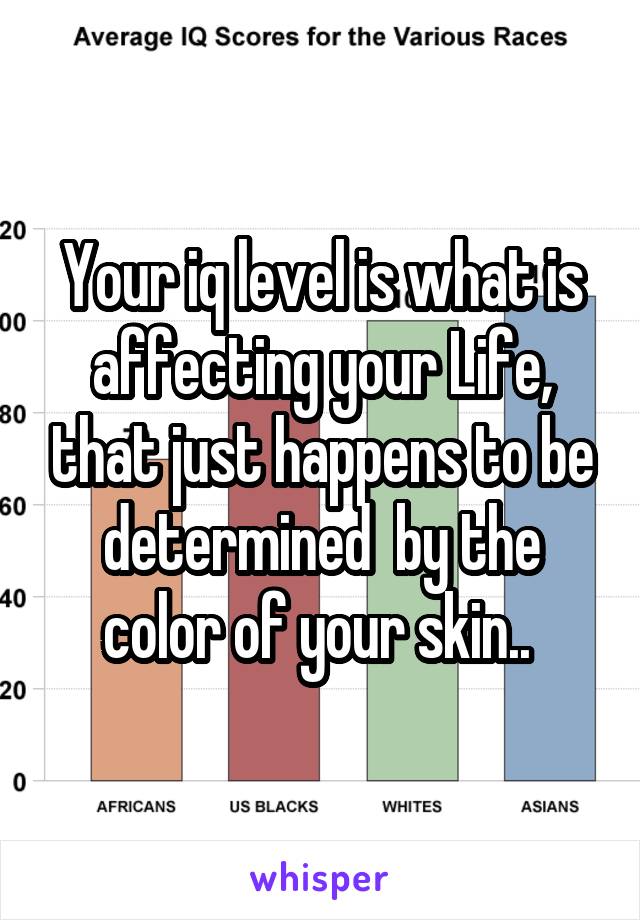 Your iq level is what is affecting your Life, that just happens to be determined  by the color of your skin.. 