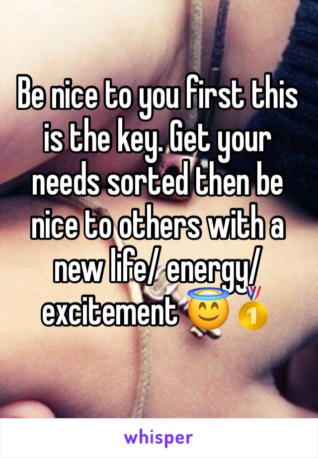Be nice to you first this is the key. Get your needs sorted then be nice to others with a new life/ energy/ excitement 😇🥇