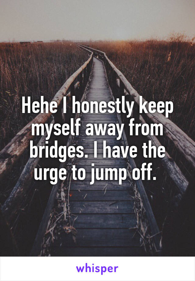 Hehe I honestly keep myself away from bridges. I have the urge to jump off. 