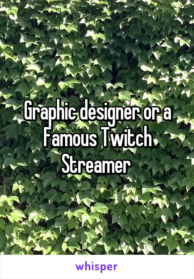 Graphic designer or a Famous Twitch Streamer 
