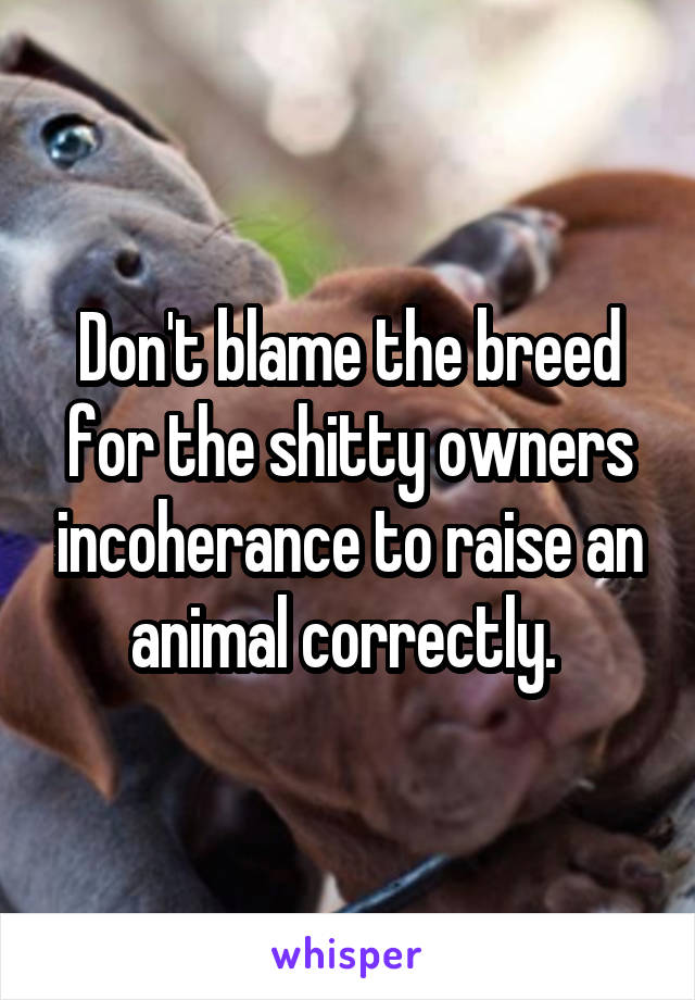 Don't blame the breed for the shitty owners incoherance to raise an animal correctly. 