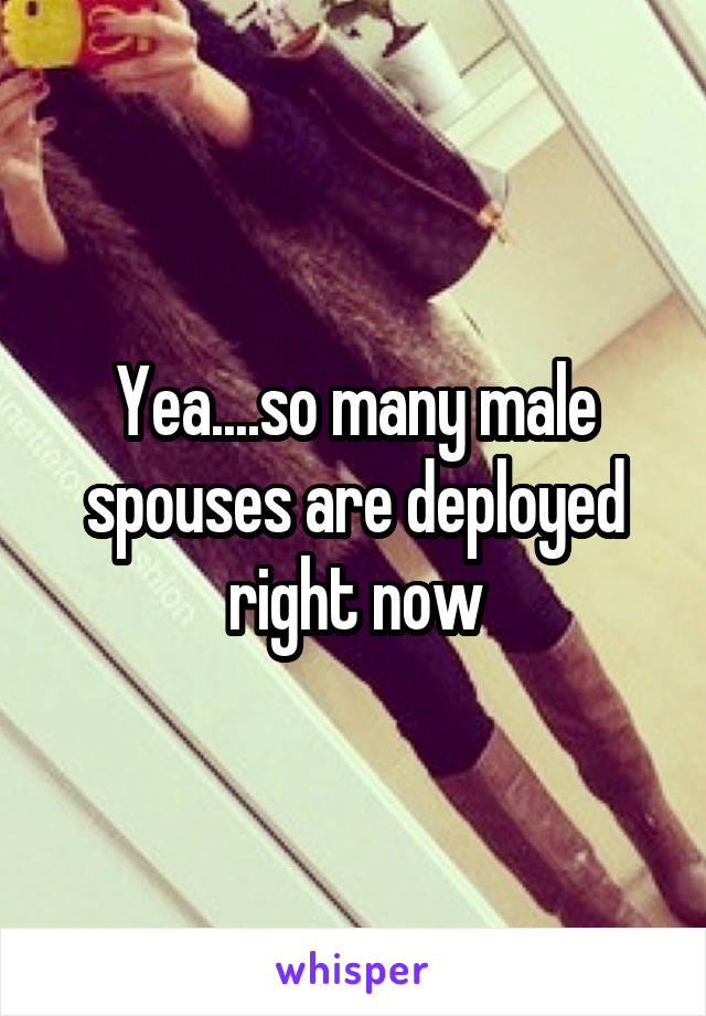 Yea....so many male spouses are deployed right now
