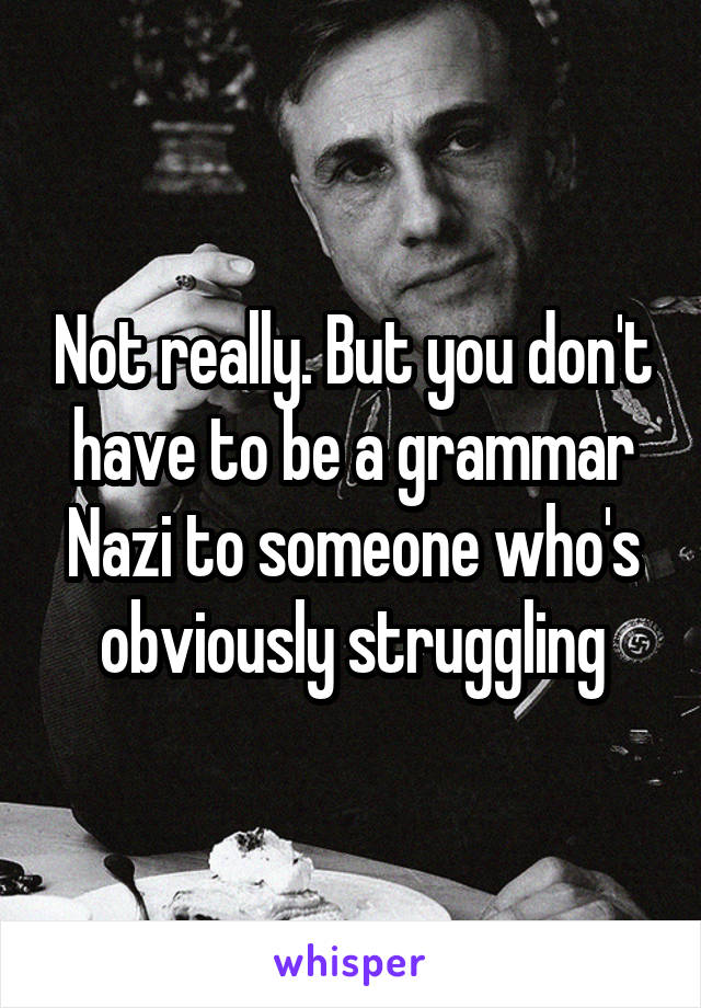Not really. But you don't have to be a grammar Nazi to someone who's obviously struggling