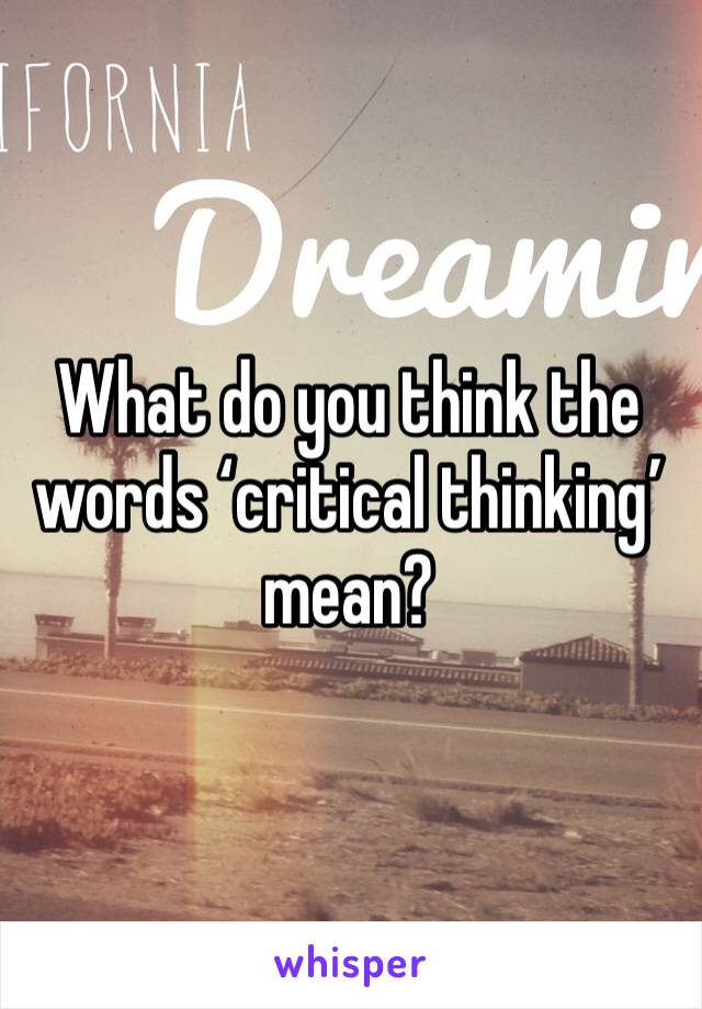 What do you think the words ‘critical thinking’ mean?