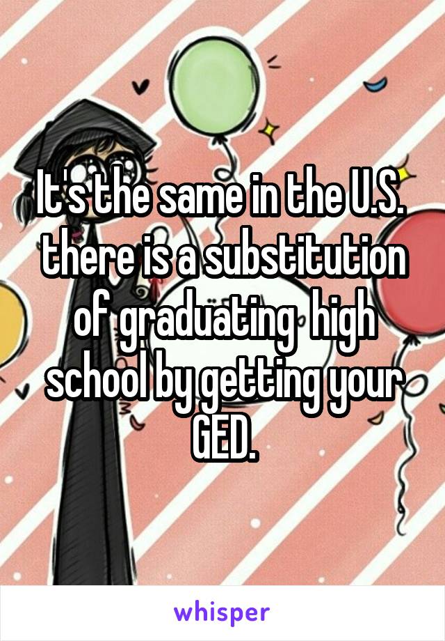 It's the same in the U.S.  there is a substitution of graduating  high school by getting your GED.