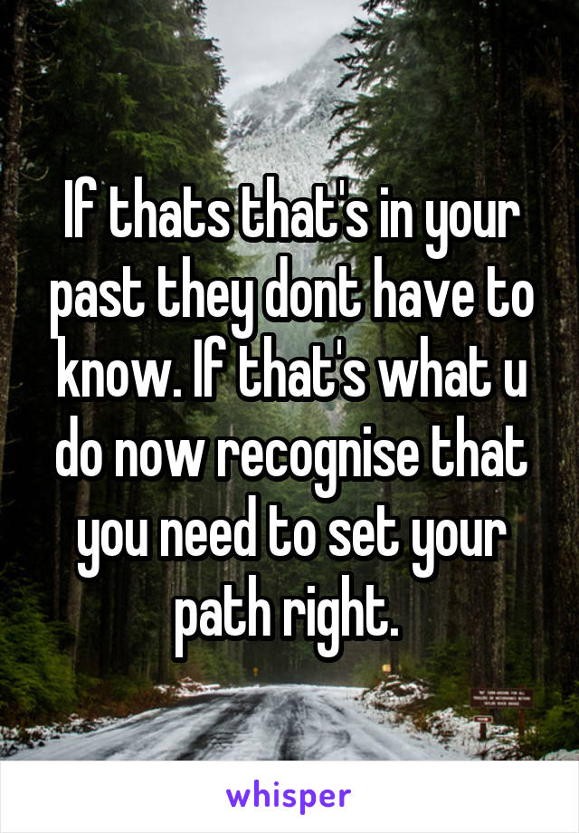 If thats that's in your past they dont have to know. If that's what u do now recognise that you need to set your path right. 