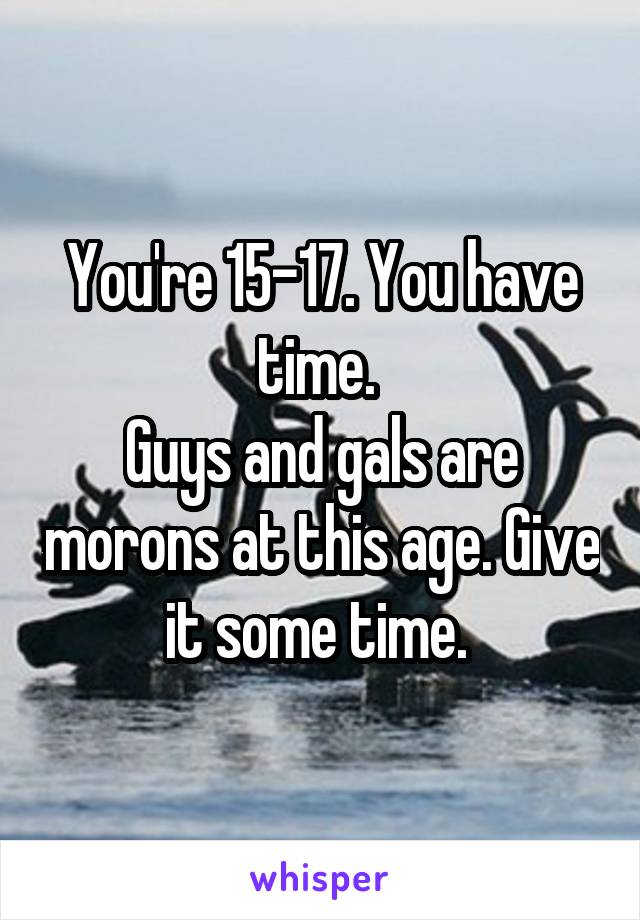 You're 15-17. You have time. 
Guys and gals are morons at this age. Give it some time. 