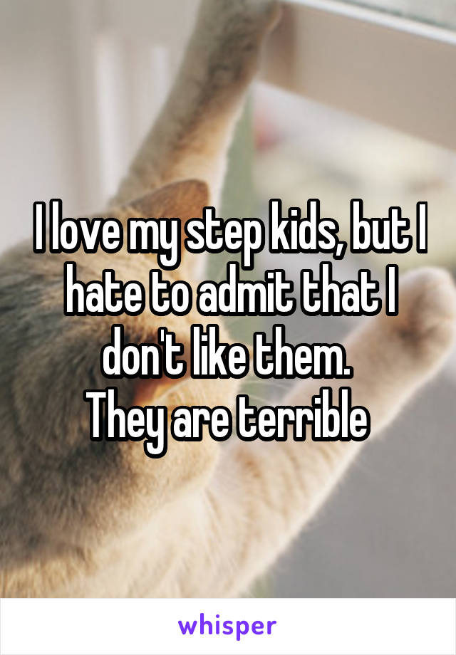 I love my step kids, but I hate to admit that I don't like them. 
They are terrible 