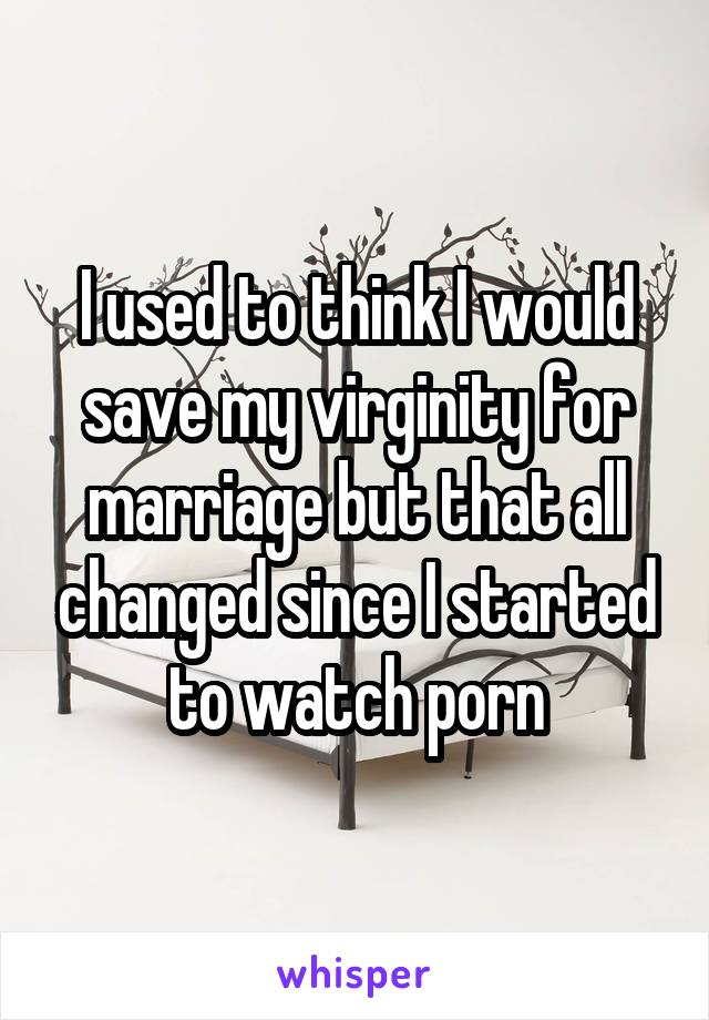 I used to think I would save my virginity for marriage but that all changed since I started to watch porn