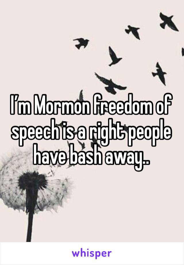 I’m Mormon freedom of speech is a right people have bash away..