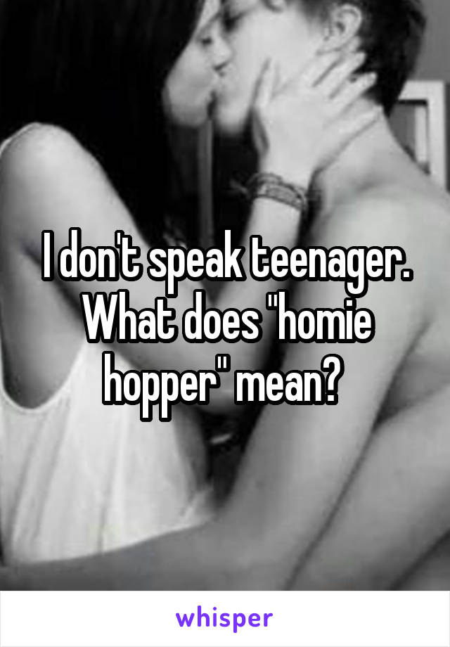 I don't speak teenager. What does "homie hopper" mean? 