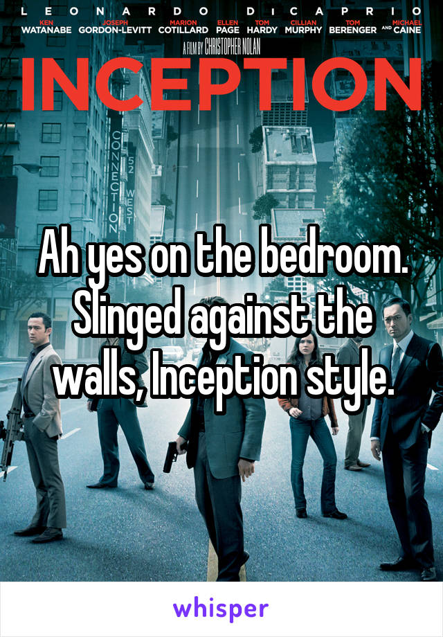 Ah yes on the bedroom. Slinged against the walls, Inception style.