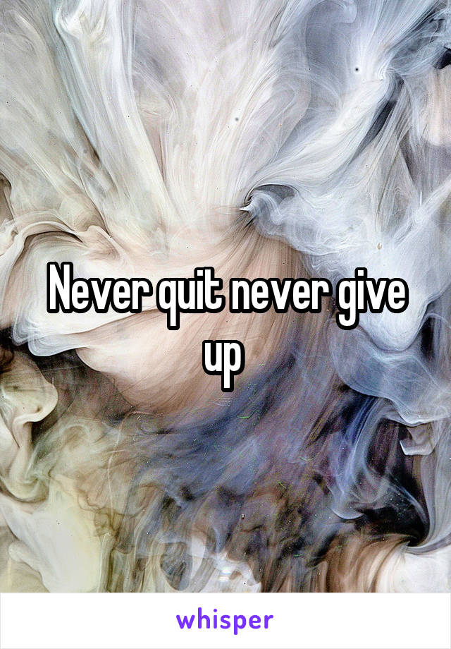 Never quit never give up 