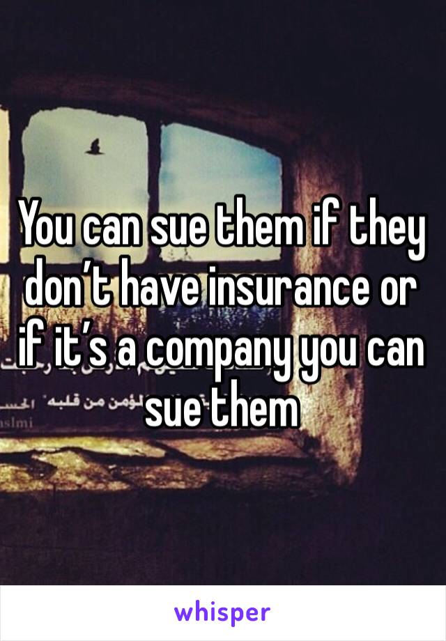 You can sue them if they don’t have insurance or if it’s a company you can sue them
