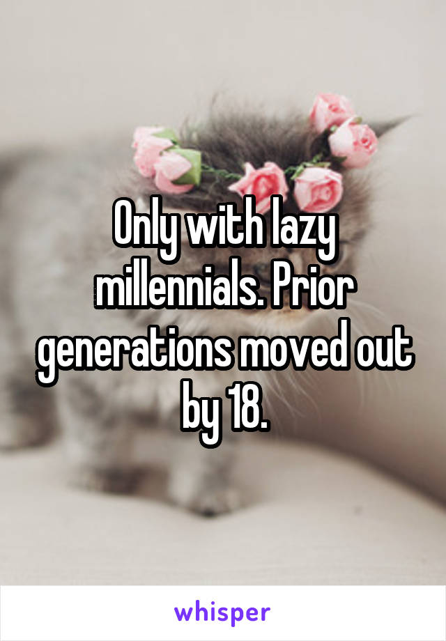 Only with lazy millennials. Prior generations moved out by 18.