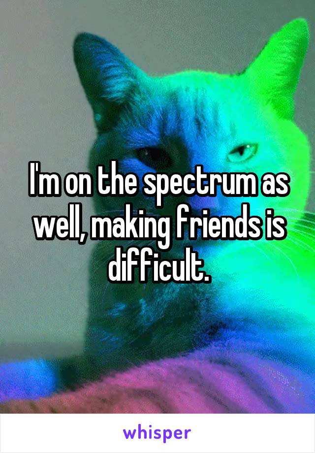 I'm on the spectrum as well, making friends is difficult.