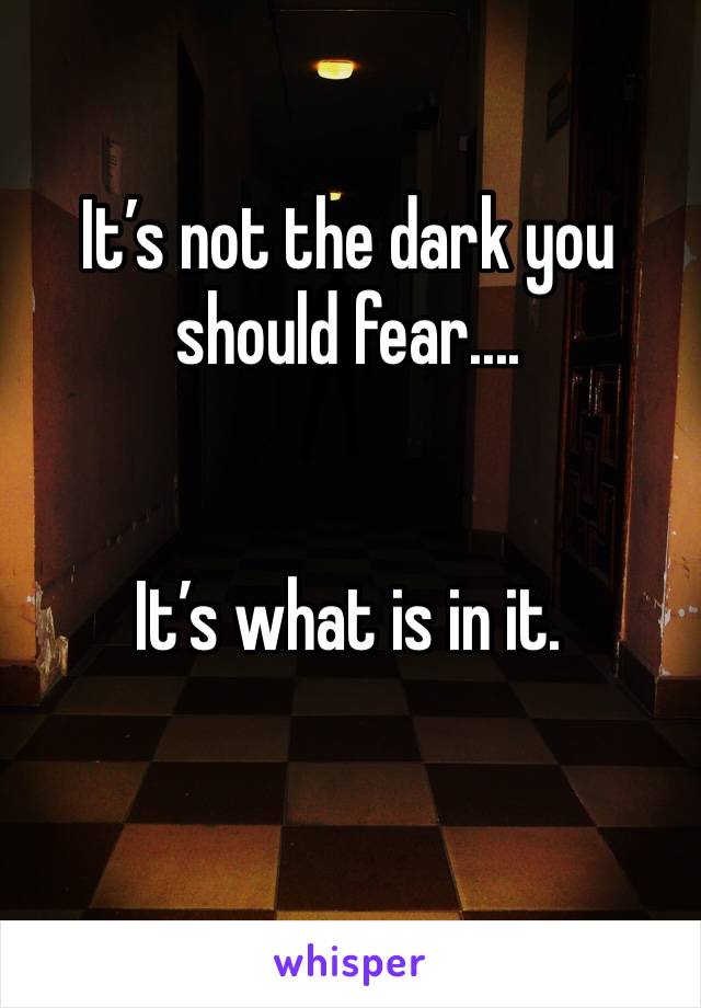 It’s not the dark you should fear....


It’s what is in it.