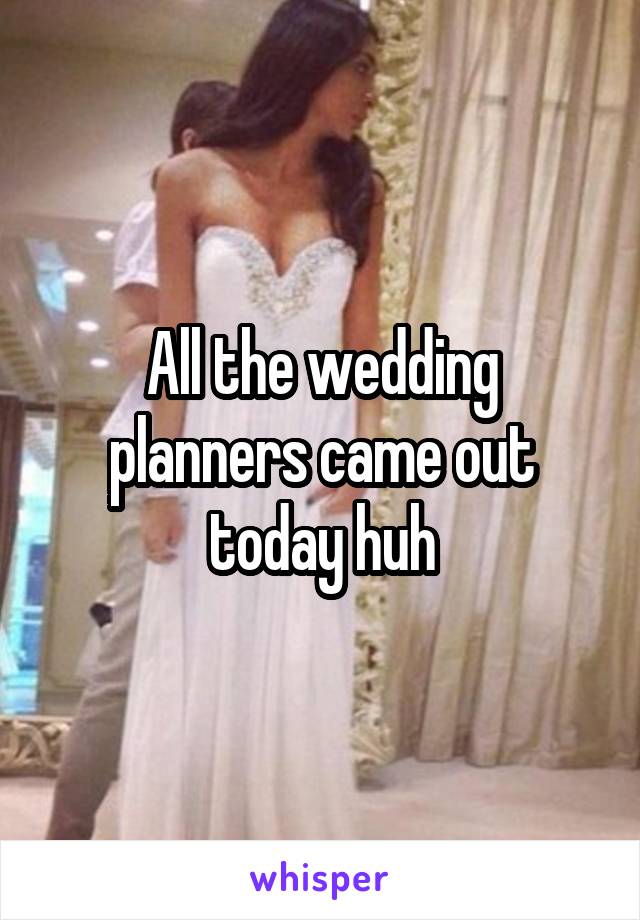 All the wedding planners came out today huh