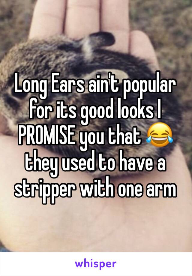 Long Ears ain't popular for its good looks I PROMISE you that 😂 they used to have a stripper with one arm