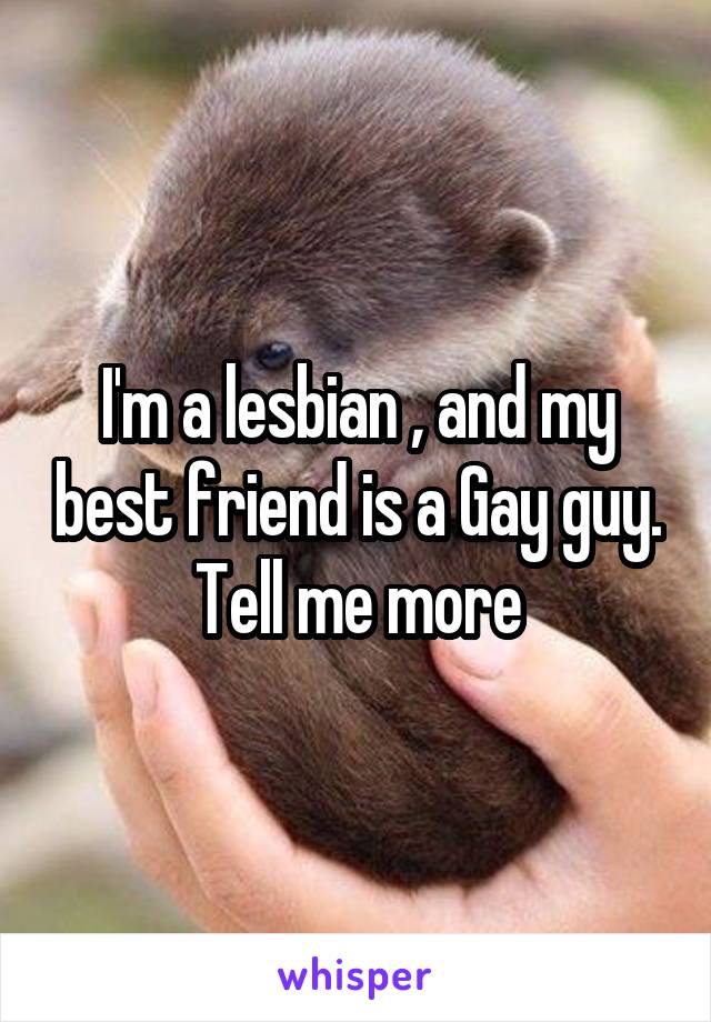 I'm a lesbian , and my best friend is a Gay guy. Tell me more
