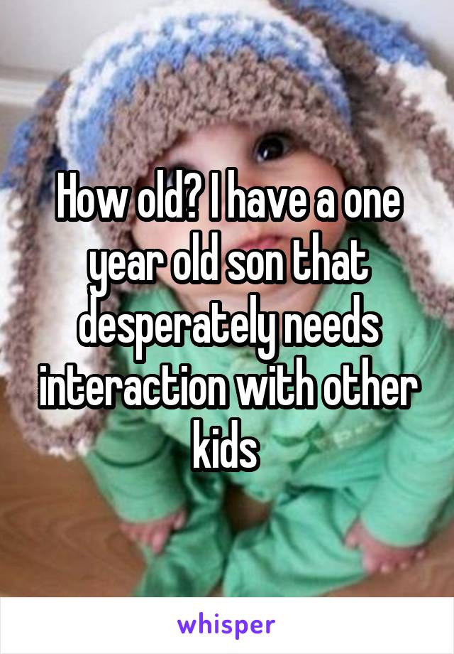 How old? I have a one year old son that desperately needs interaction with other kids 