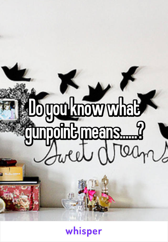 Do you know what gunpoint means......?