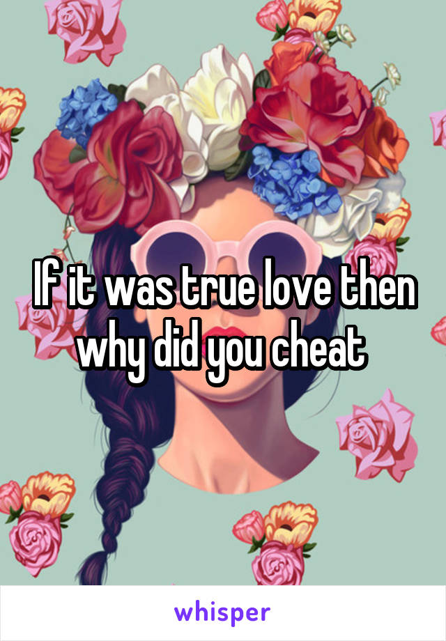 If it was true love then why did you cheat 