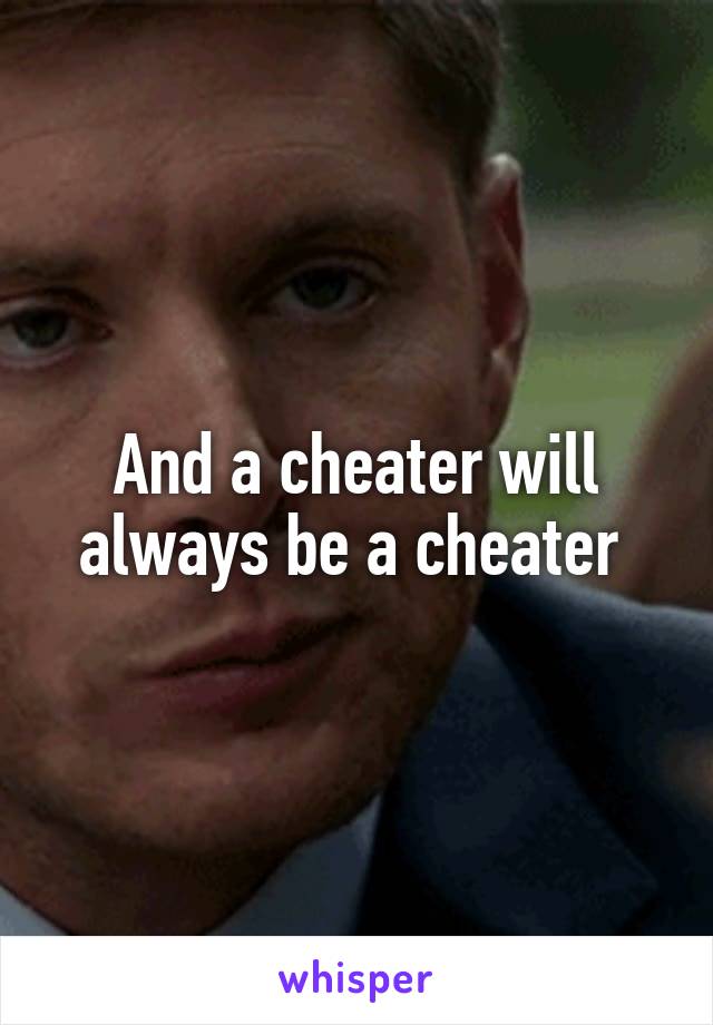 And a cheater will always be a cheater 