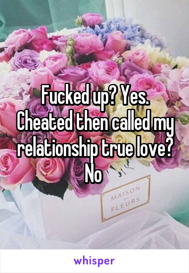 Fucked up? Yes. Cheated then called my relationship true love? No 