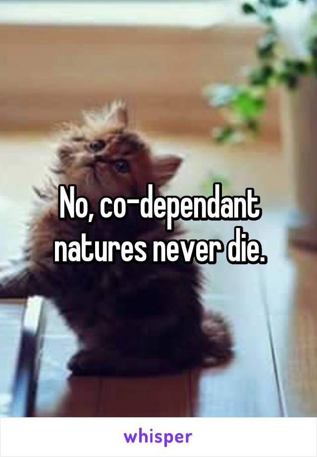 No, co-dependant natures never die.