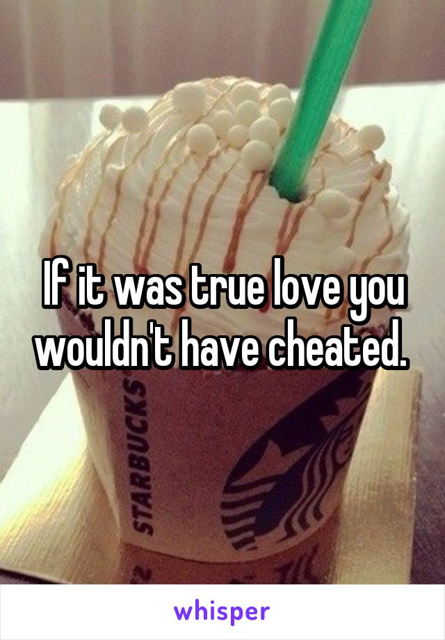 If it was true love you wouldn't have cheated. 