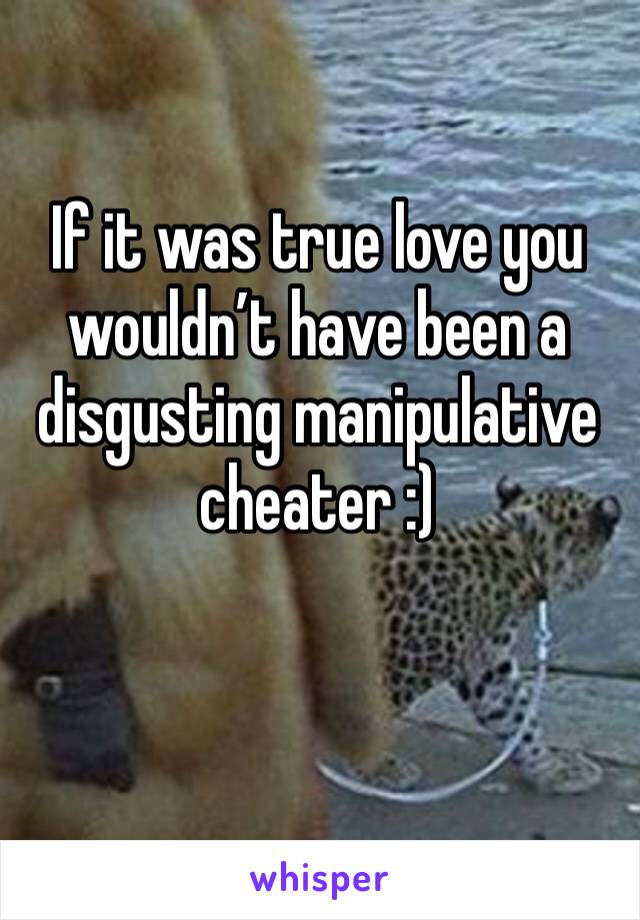 If it was true love you wouldn’t have been a disgusting manipulative cheater :)