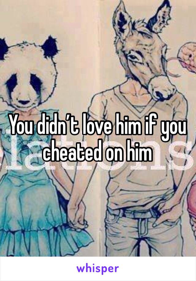 You didn’t love him if you cheated on him 