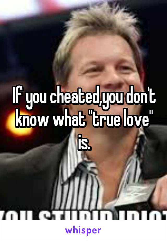 If you cheated,you don't know what "true love" is.