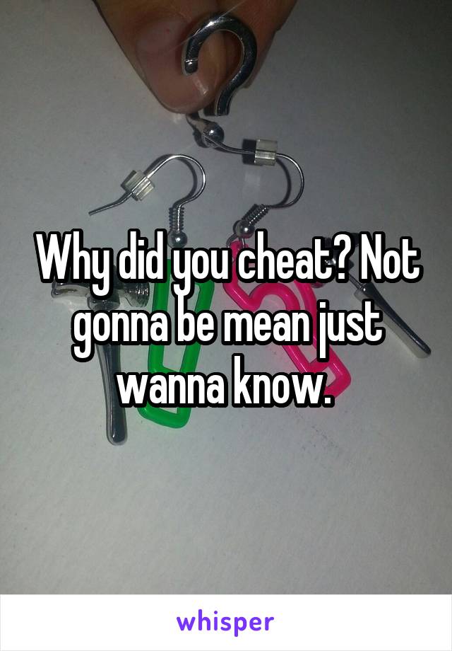 Why did you cheat? Not gonna be mean just wanna know. 